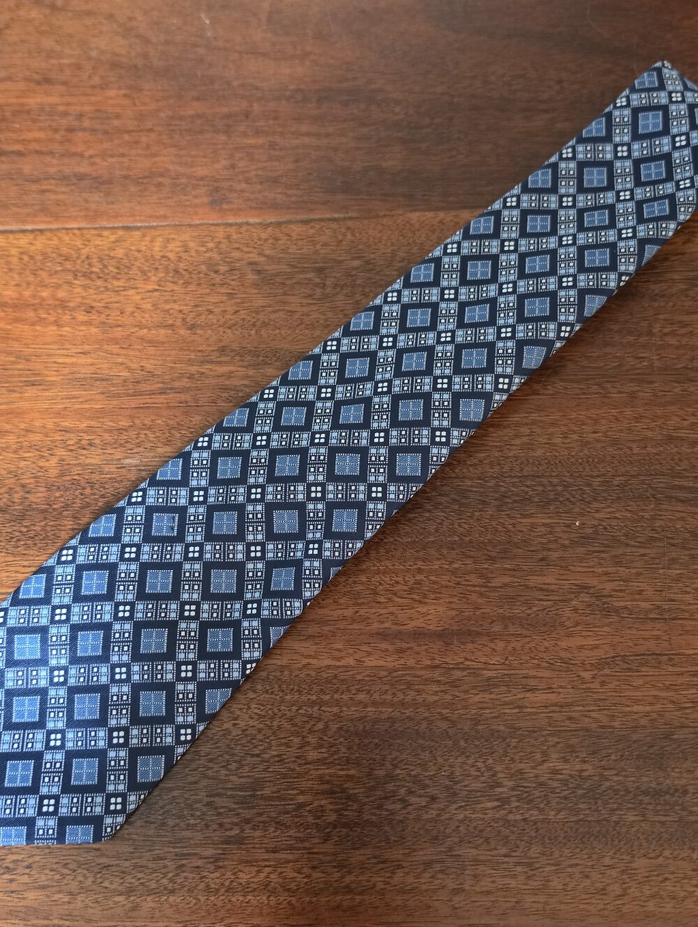 The Rossano Collection Blue And White Diamond Print Abstract Vintage Tie